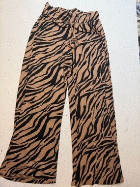 Secret Treasures Tan and Black Zebra Print Palazzo Pants
